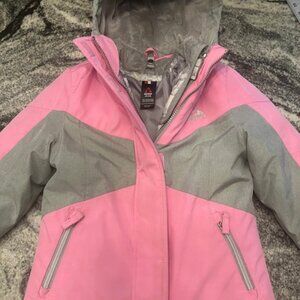 2in1 GERRY girl's puffer jacket grey/white camouflage pink accents XS 5/6